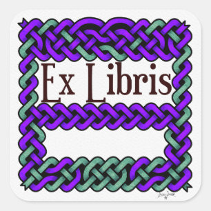 ex libris paarse celtische knoop boekplaat vierkante sticker