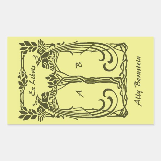 Ex Libris  pauw voegt initialen toe Rechthoekige Sticker (Voorkant)