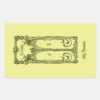 Ex Libris  pauw voegt initialen toe Rechthoekige Sticker