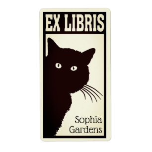 Ex Libris - Peeping Black Cat (gefilterd) Etiket