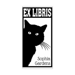 Ex Libris Peeping Black Cat Rubberstempel