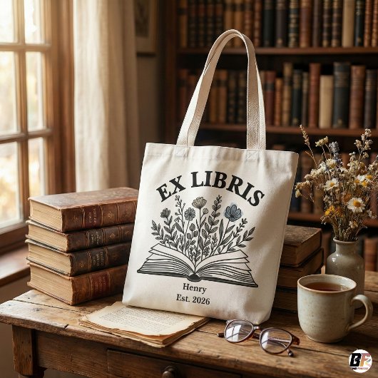 Ex Libris Personalized Book Lover Wildflower Aesth Draagtas