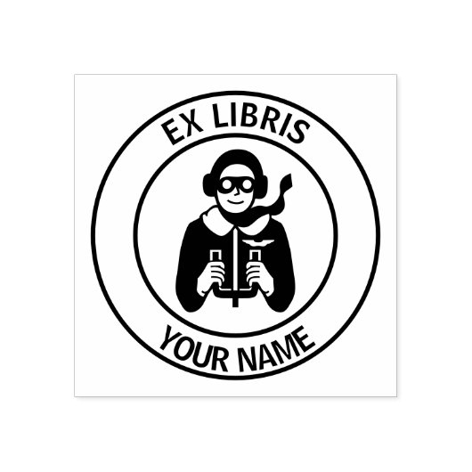 Ex libris pilot boekplaat 	rubberstempel (Afrduk)