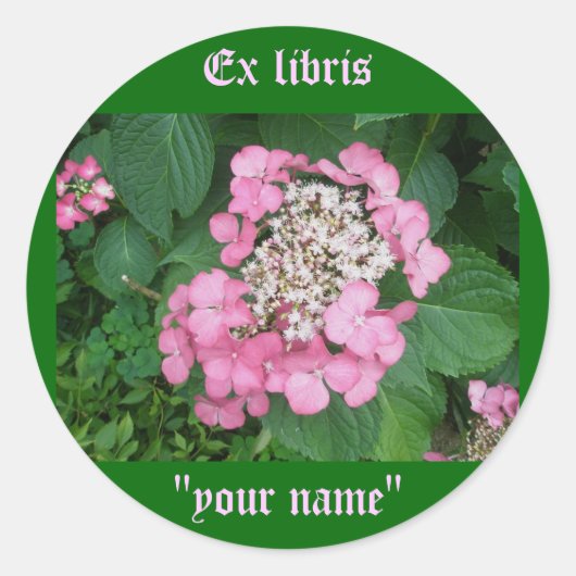 Ex Libris Pink Hydrangea Stickers om aan te passen (Voorkant)