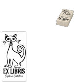 Ex Libris - Retro Cat Rubberstempel (Gestempeld)