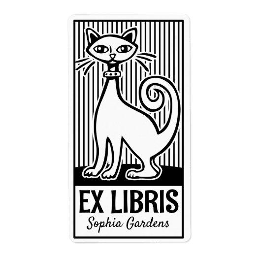 Ex Libris - Retro Cat v2 Etiket (Voorkant)