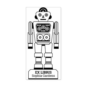 Ex Libris - Robot Librarian v2 Rubberstempel