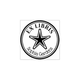 Ex Libris Rond - Tampon en Caoutchouc Étoile