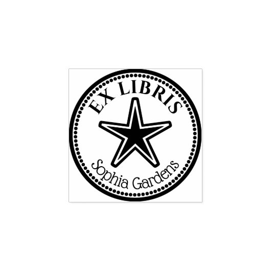 Ex Libris Rond - Tampon en Caoutchouc Étoile (Impression)