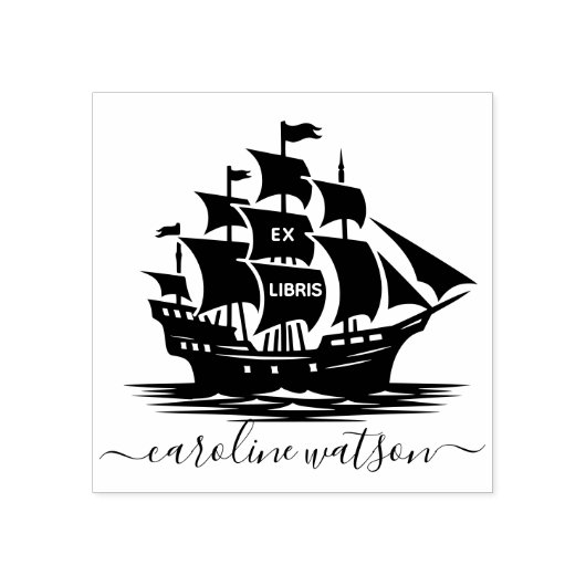 Ex libris Rubber Stamp Ship Rubberstempel (Afrduk)