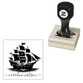 Ex libris rubber stempel schip (Gestempeld)