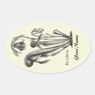 Ex Libris Stickers Botaniques Vintages