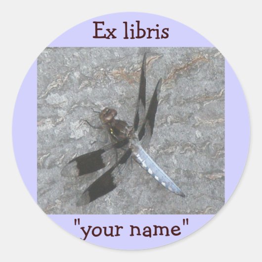Ex Libris Stickers Dragonfly à Customiser (Devant)