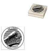 Ex Libris - Stoomtrein op een brug met rubberen st Rubberstempel (Gestempeld)