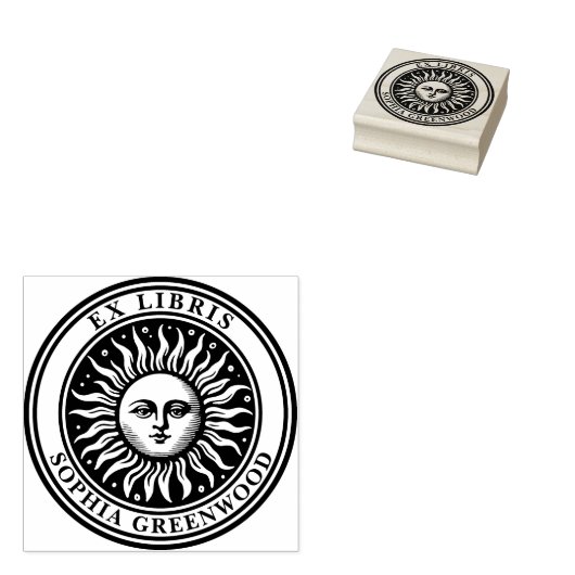 Ex Libris - Sun Face 2 Rubberstempel (Gestempeld)