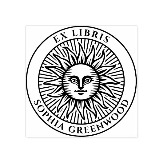 Ex Libris - Sun Face 3 Rubberstempel (Afrduk)