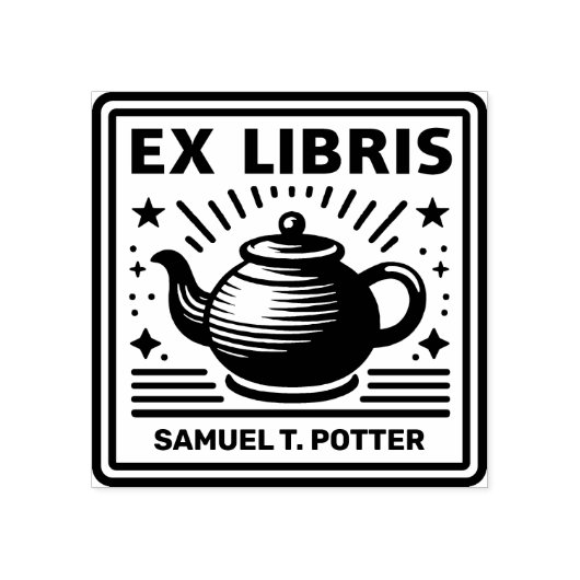 Ex Libris - Tea Party Rubberstempel (Afrduk)