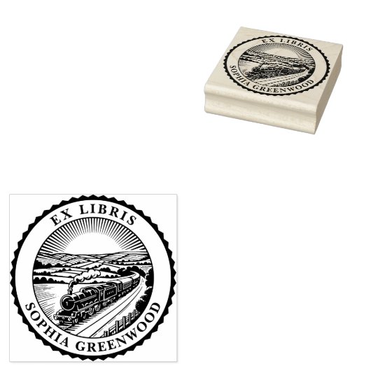Ex Libris - Trein op het platteland Rubberstempel (Gestempeld)
