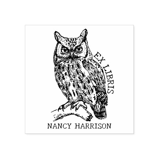 Ex Libris Uil, Aangepaste Bibliotheek Boekplaat Rubberstempel (Afrduk)