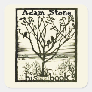 Ex Libris Vogels in Boom Vierkante Sticker