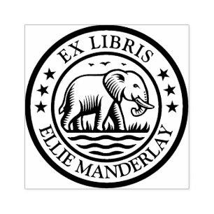 Ex Libris - Wandelende Olifant Rubberstempel