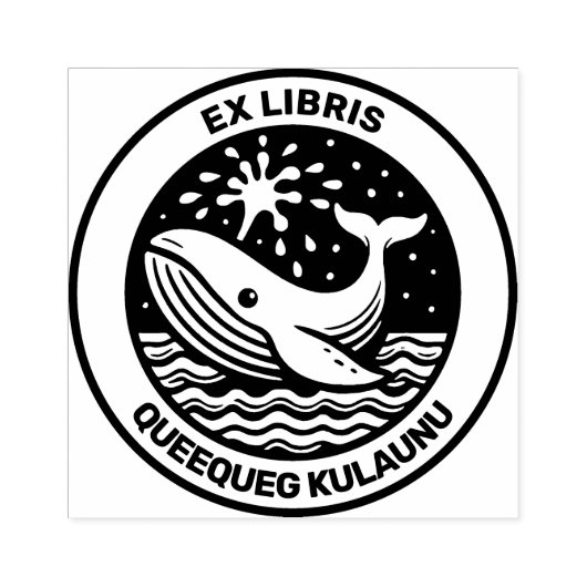 Ex Libris - Witte walvis Rubberstempel (Afrduk)