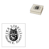 Ex Libris Wolf Face Custom Name Book Rubberstempel (Gestempeld)