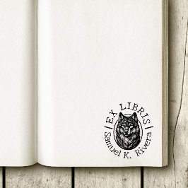 Ex Libris Wolf Gezicht Aangepaste Naam Boek Rubberstempel