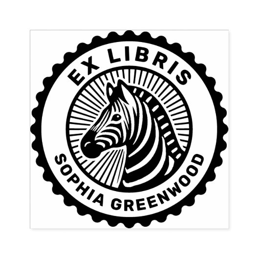 Ex Libris - Zebra Rubberstempel (Afrduk)