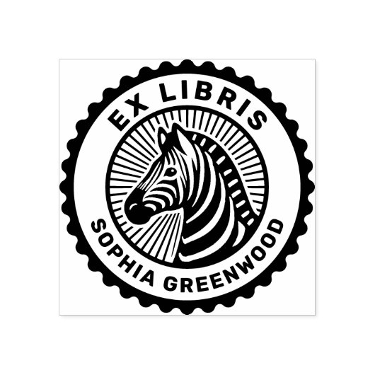Ex Libris - Zebra Rubberstempel (Afrduk)
