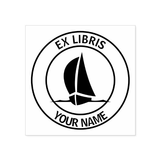 Ex libris zeilboot boekenplaat 	rubberstempel (Afrduk)
