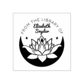 Ex Libris Zen Lotus Moon Boek Rubberstempel (Afrduk)