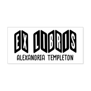 Ex Libris ZigZag Tekst Letters Bibliotheek Boek Na Zelfinktende Stempel