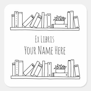 Ex Libris Zwart-wit Bookplate Vierkante Sticker
