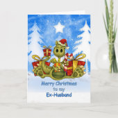 Ex-man Kerstman Kaart - Schattigee Santa Dragon (Voorkant)