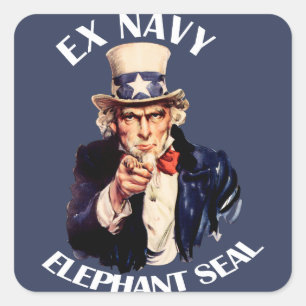 Ex Navy Olifant Seal Veteran Souvenir Vierkante Sticker