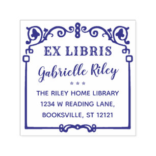 Ex Versierd Vintage Lijst van Libris Bookplate Zelfinktende Stempel