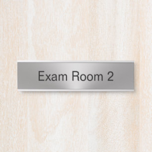 Examenruimte 2 Zilveren en Zwarte Tekst Sjabloon Deurbordje