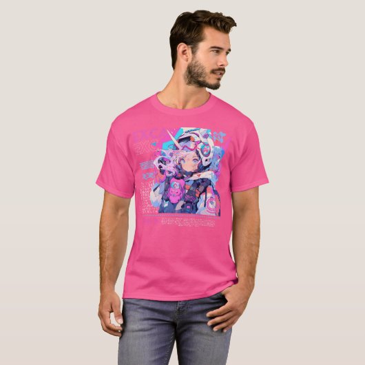 Exca Astronaut Cyberpunk Anime Girl T-shirt (Voorkant volledig)