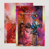 EXCALIBUR 1, helderrood, roze paars Kaart (Voorkant / Achterkant)