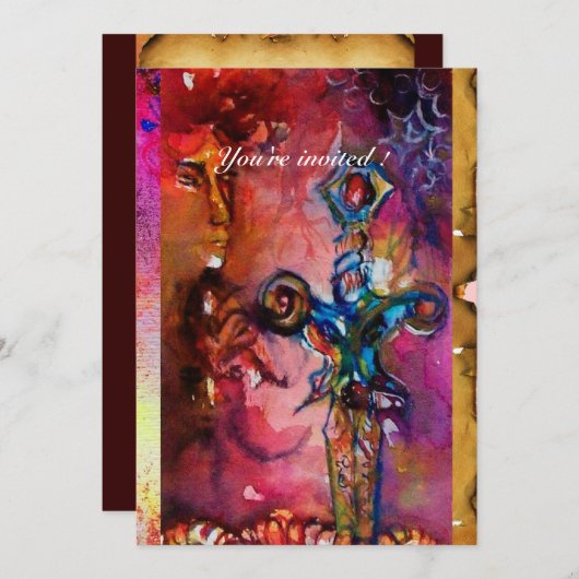 EXCALIBUR 1, helderrood, roze paars perkament Kaart (Voorkant / Achterkant)