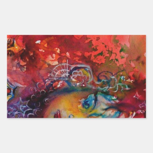 EXCALIBUR-dame van het meer, Rode Fantasy Rechthoekige Sticker (Voorkant)