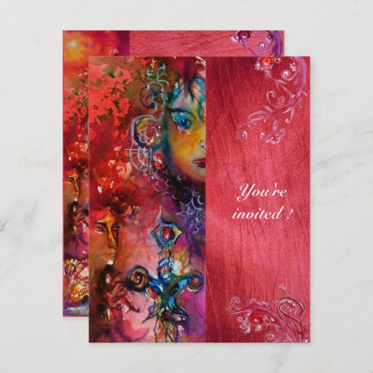 EXCALIBUR , helder rood blauw paars fuchsia Kaart (Voorkant / Achterkant)