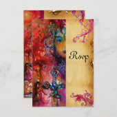 EXCALIBUR, helder rood, blauw perkament rsvp (Voorkant / Achterkant)