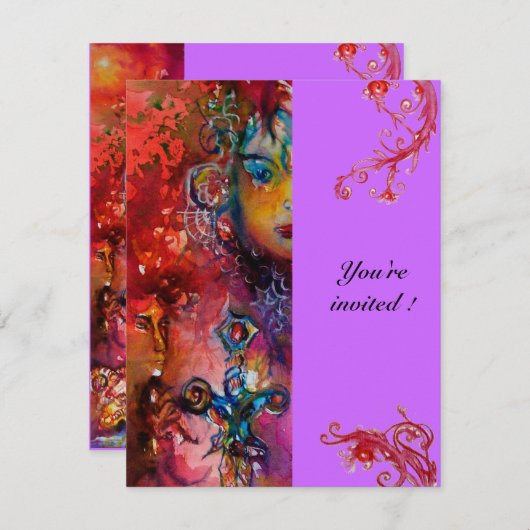 EXCALIBUR, helder rood, paars Kaart (Voorkant / Achterkant)