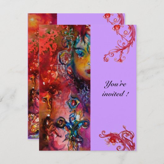 EXCALIBUR, helder rood, roze violet Kaart (Voorkant / Achterkant)