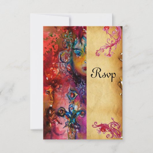 EXCALIBUR, helderrood, blauw perkament RSVP (Voorkant)