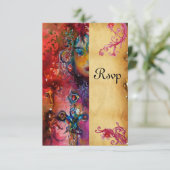 EXCALIBUR, helderrood, blauw perkament RSVP (Staand voorkant)