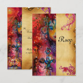 EXCALIBUR, helderrood, blauw perkament RSVP Kaartje (Voorkant / Achterkant)