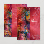 EXCALIBUR, helderrood, blauwe rsrv RSVP Kaartje (Voorkant / Achterkant)